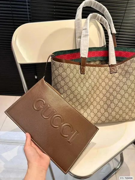 Gucci GG Marmont Striped Canvas Tote Bag Multicolor - 3