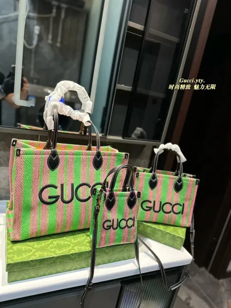 Gucci GG Marmont Striped Canvas Tote Bag Multicolor - 22