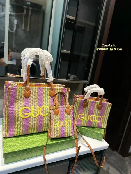 Gucci GG Marmont Striped Canvas Tote Bag Multicolor - 20