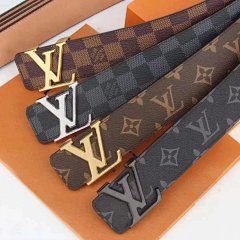 High version L men's leather belt trend internet celebrity pure cowhide belt social young man chessboard checkered ins belt trend