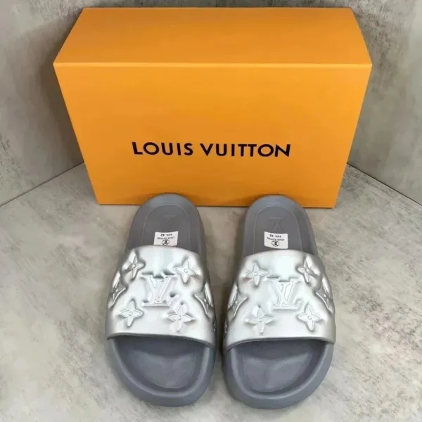 Louis Vuitton Monogram Slide Silver Slippers - 1