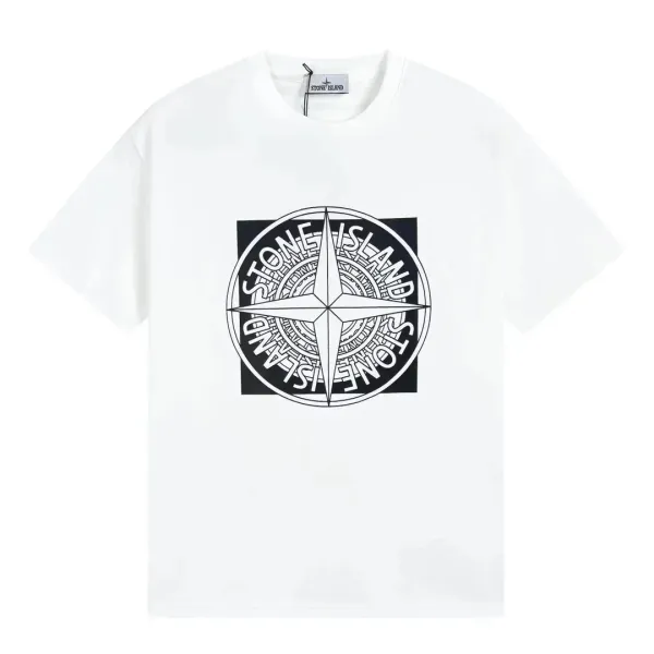 Stone Island Compass Logo White T-Shirt - 1