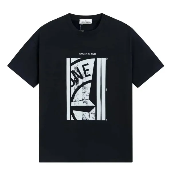 Stone Island Graphic Print Black T-Shirt - 1