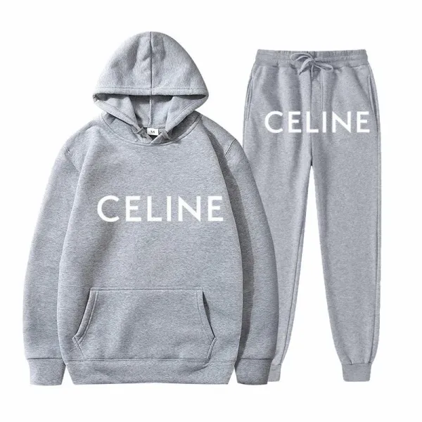Celine Logo Print Purple Hoodie and Sweatpants Set - 9