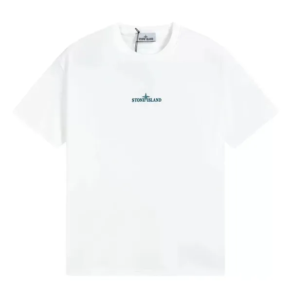 Stone Island Logo Embroidered White T-Shirt - 1