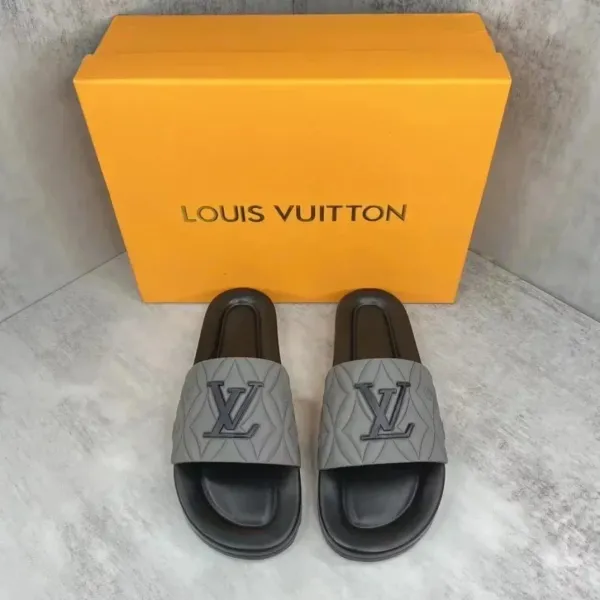 Louis Vuitton Monogram Quilted Slide Sandals Gray - 1