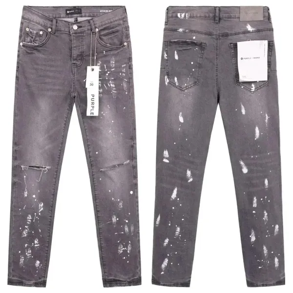 Purple Brand Paint-Splatter Distressed Slim Fit Jeans - 1