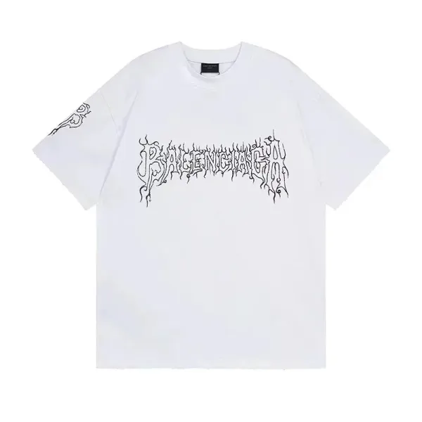 Balenciaga Distorted Logo White Oversized T-Shirt - 1