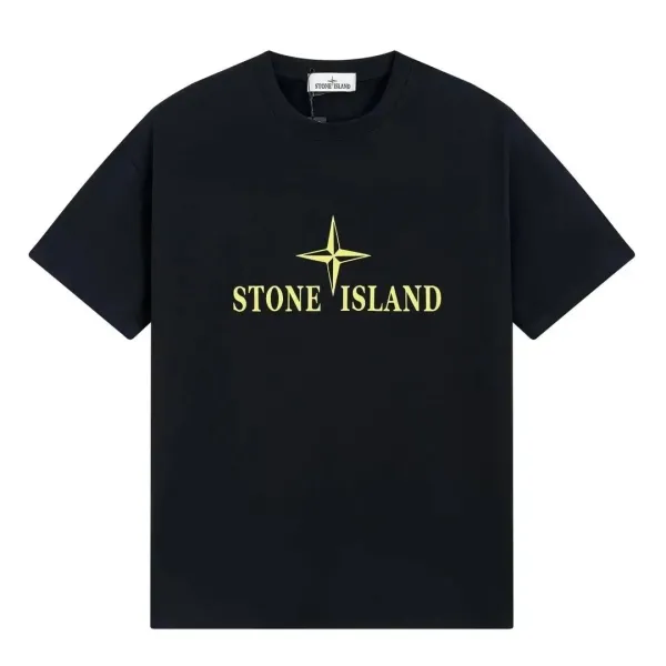 Stone Island Logo Print Black T-Shirt - 1