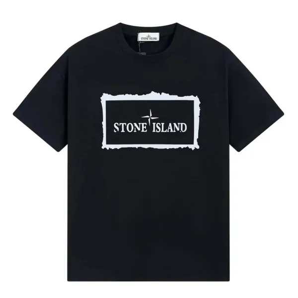 Stone Island Torn Frame Logo Black T-Shirt - 1