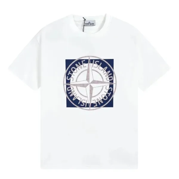 Stone Island Compass Logo White T-Shirt - 1