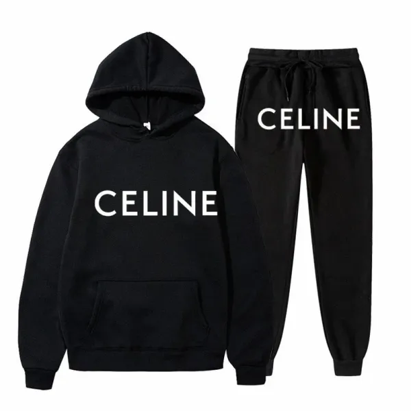 Celine Logo Print Purple Hoodie and Sweatpants Set - 7