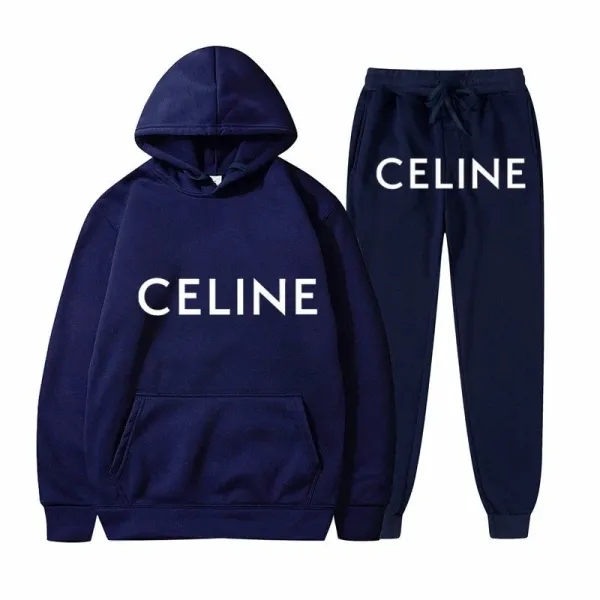 Celine Logo Hoodie and Sweatpants Set Navy - 1