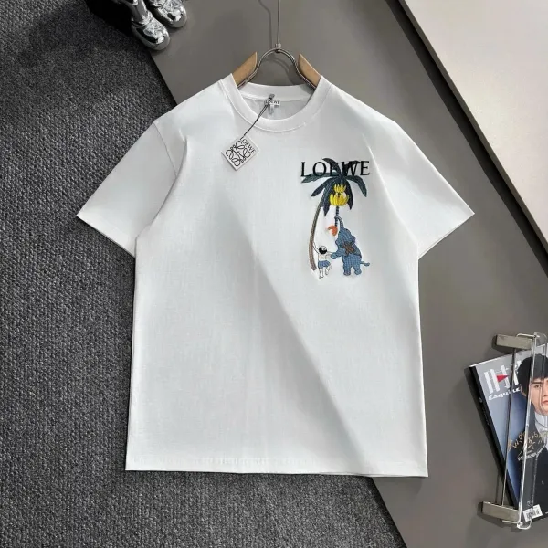 Loewe Palm Tree Embroidered Graphic T-Shirt White - 1