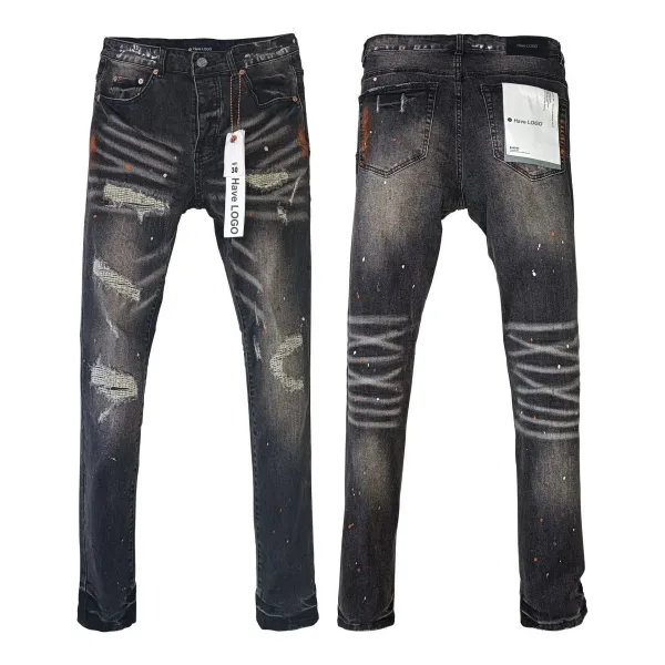 Have LOGO Distressed Paint-Splatter Slim Fit Jeans - 1