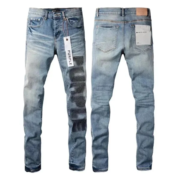 Purple Brand Pixel Print Slim Fit Light Wash Jeans - 1
