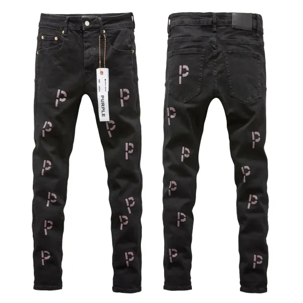 Purple Brand Logo-Print Black Slim Fit Jeans - 1