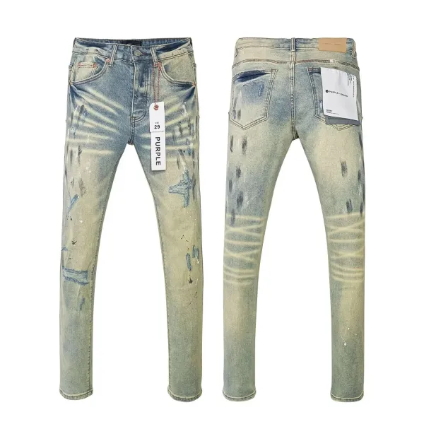 Purple Brand Distressed Paint-Splatter Slim Fit Jeans - 1