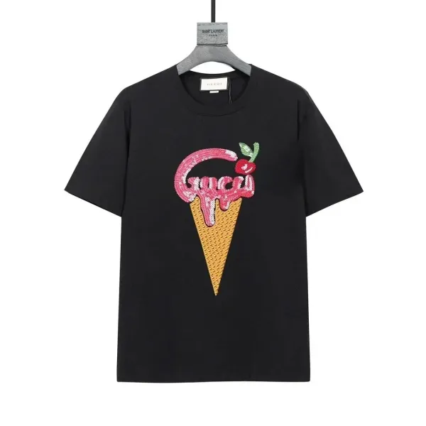 Gucci Ice Cream Sequin Embellished Black T-Shirt - 1