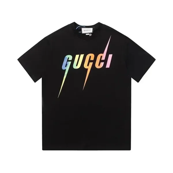 Gucci Rainbow Lightning Logo Black T-Shirt - 1