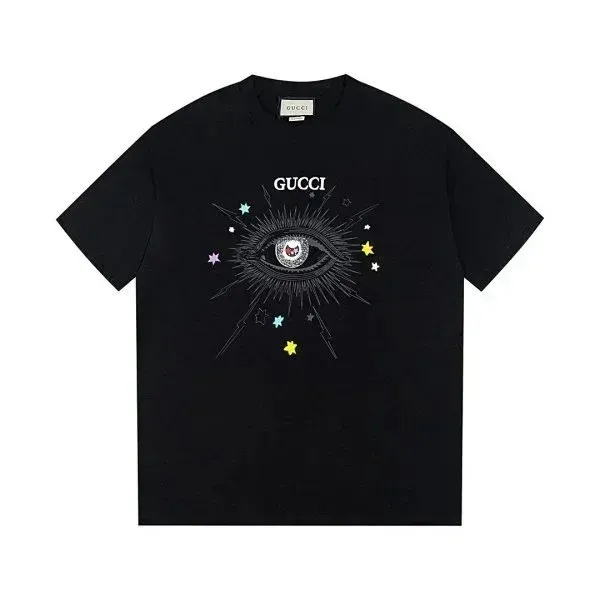 Gucci Eye Motif Embroidered Black T-Shirt - 1