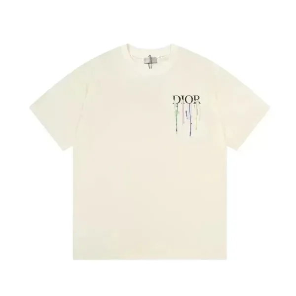 Dior Paint Drip Logo T-Shirt Beige - 1