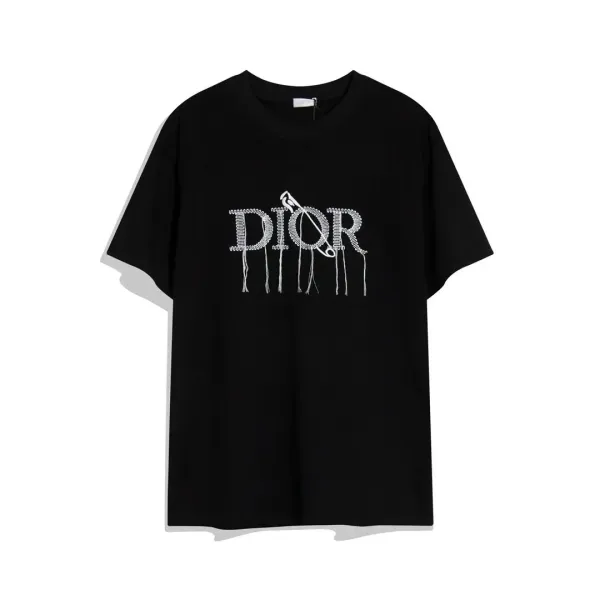 Dior DIOR Logo Embroidered Black T-Shirt - 1