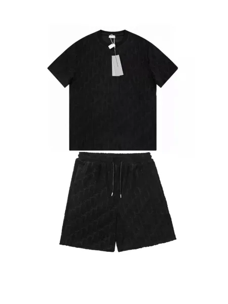 Dior Oblique Monogram Black Cotton Set T-Shirt and Shorts - 1