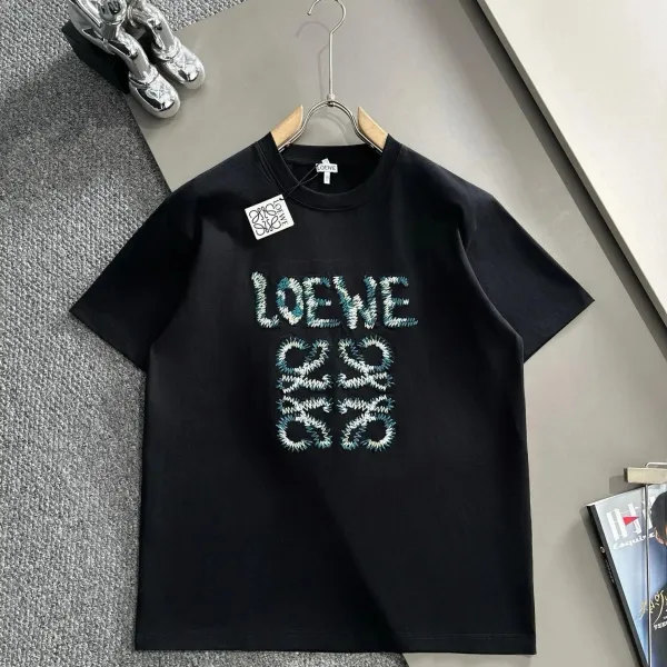 Loewe Embroidered Anagram Logo Black T-Shirt - 1