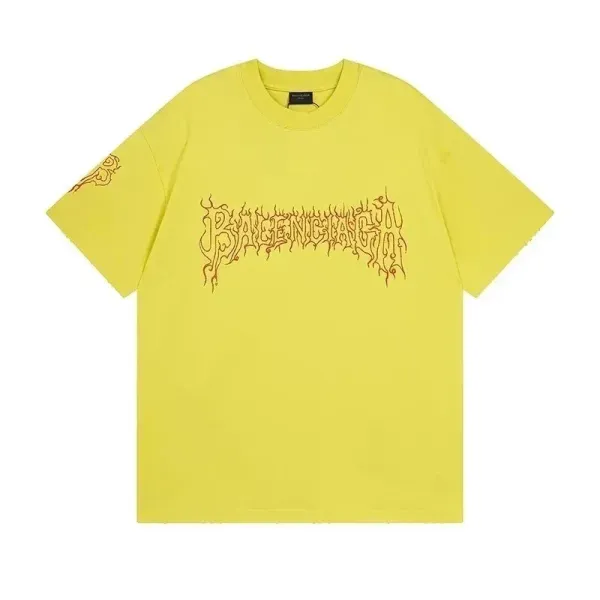 Balenciaga Distorted Logo Yellow T-Shirt - 1