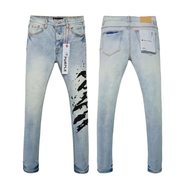 Purple Brand Splatter Print Light Wash Skinny Jeans - 1