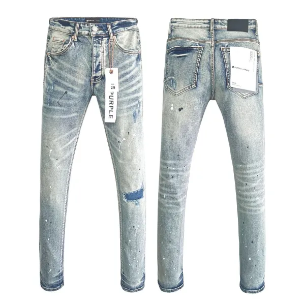 Purple Brand Logo-Print Light Wash Jeans - 12