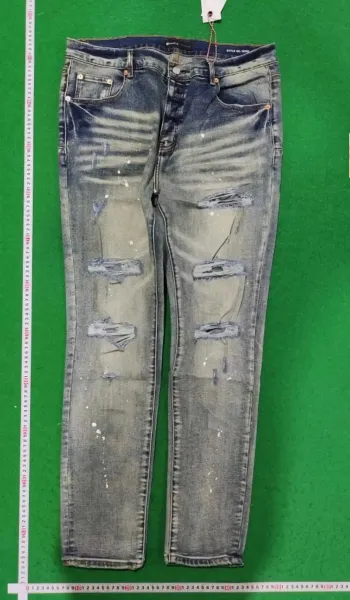 Purple Brand Logo-Print Light Wash Jeans - 7