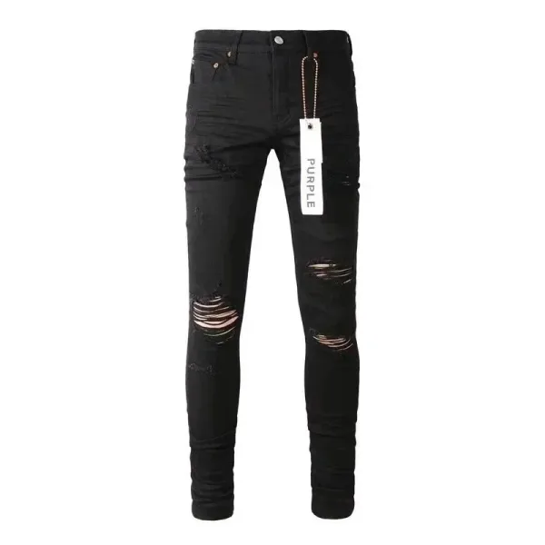 Purple Label Distressed Black Slim Fit Jeans - 1