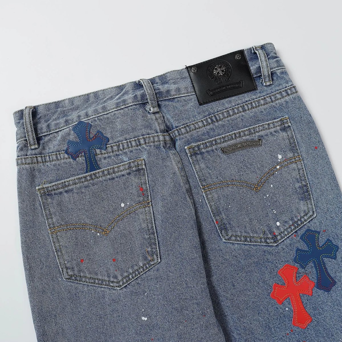 Chrome Hearts Cross-Embellished Pink Denim Jeans product detail 12 in Litbuy spreadsheet finds