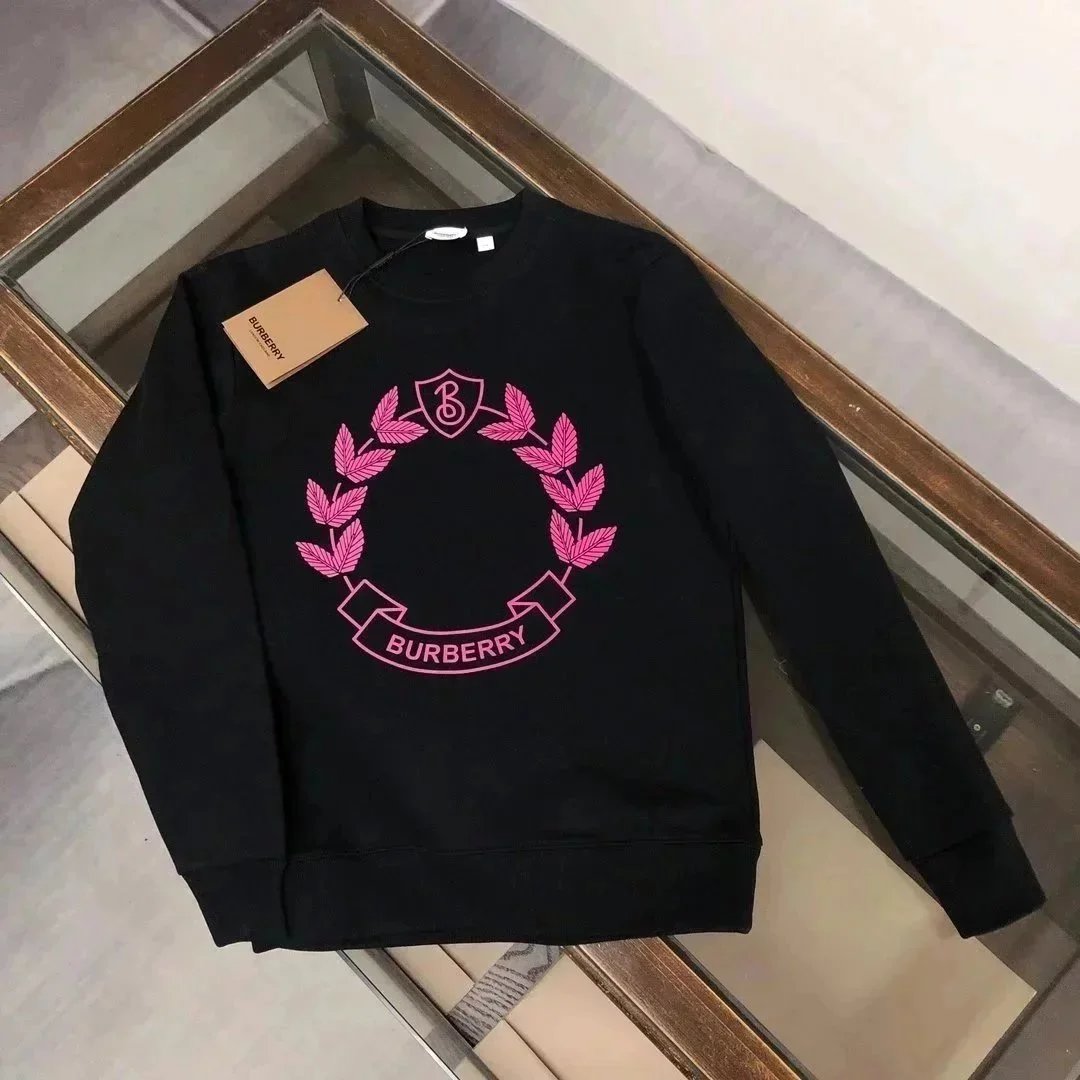 Burberry Crest Laurel Wreath Crewneck Sweatshirt Black Pink