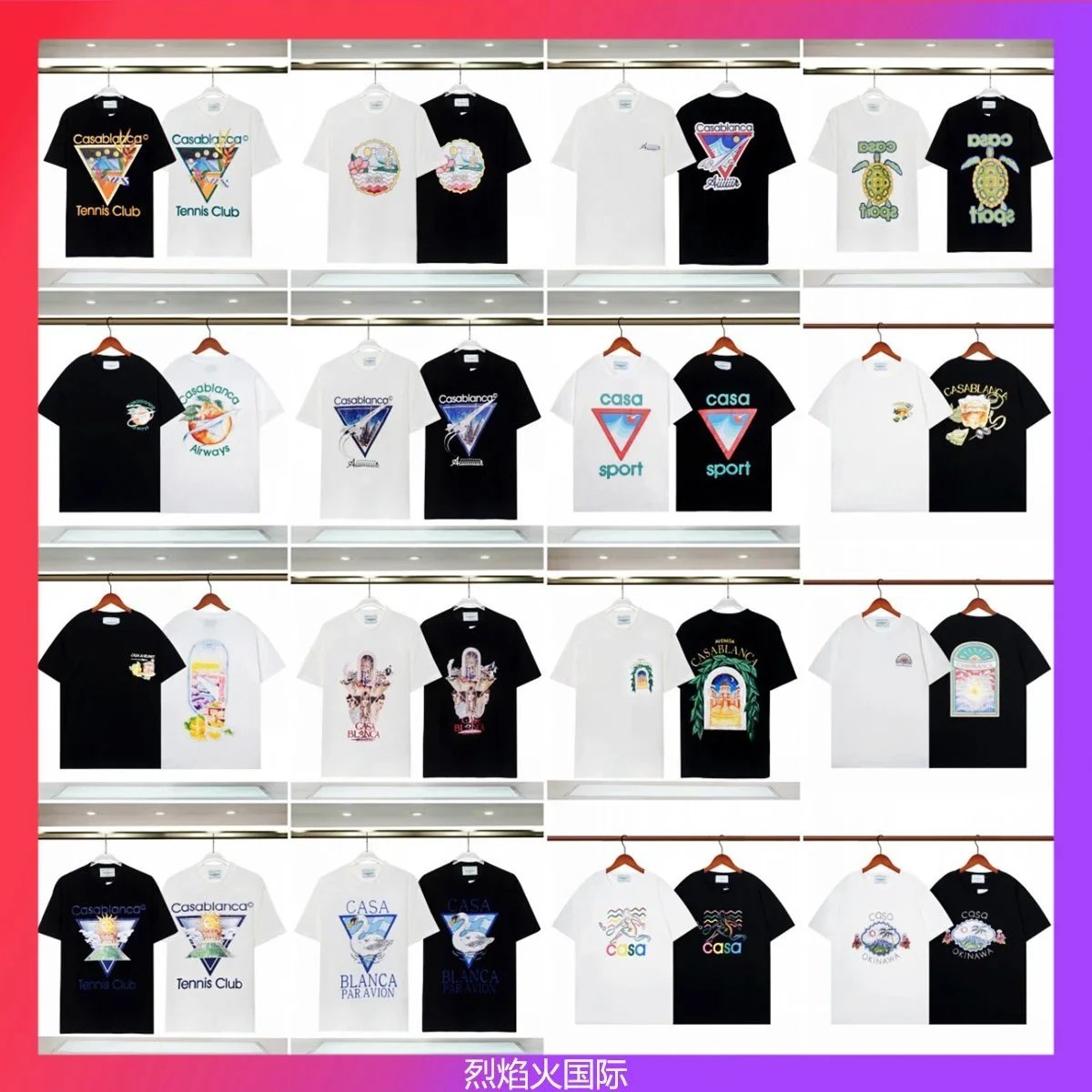 New Spring Summer Long Sleeve Fantasy Starry Castle Letter Short Sleeve Couple T-Shirt