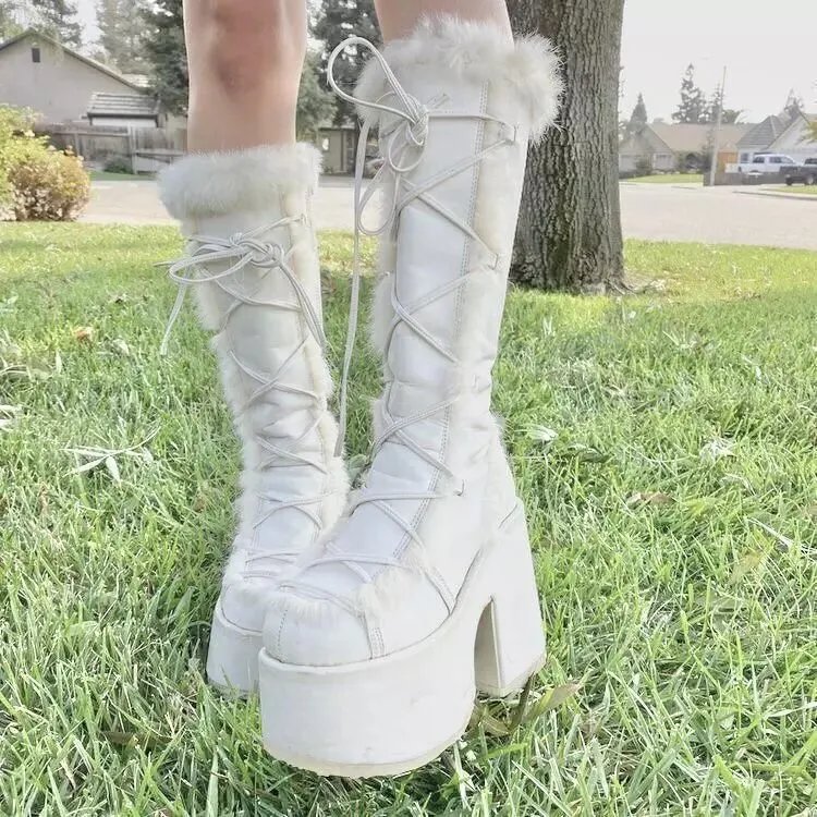Thick bottomed banquet plus plus size hairy high-heeled high-heeled women's boots
