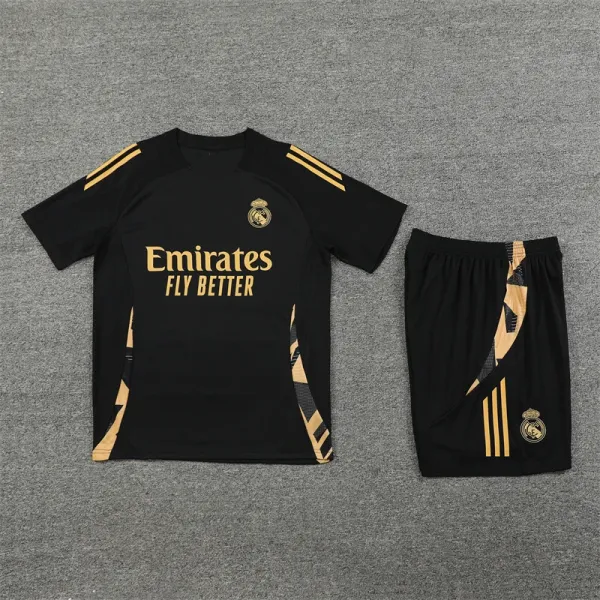 Real Madrid x Adidas 2023-24 Third Kit Black Gold Jersey Set - 1