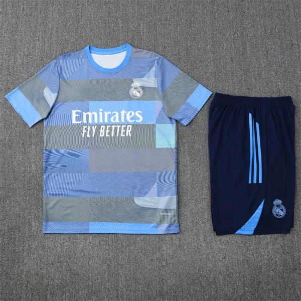 Real Madrid x Adidas Training Kit Blue-Gray Multicolor Jersey and Shorts Set - 1