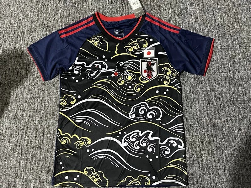 Japan Football Association 2022 World Cup Away Jersey Black Wave Print Jersey
