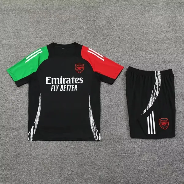 Arsenal FC Training Kit Black Green Red Jersey and Shorts Set - 1