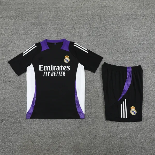 Real Madrid Training Kit Black Purple White Jersey and Shorts Set - 1