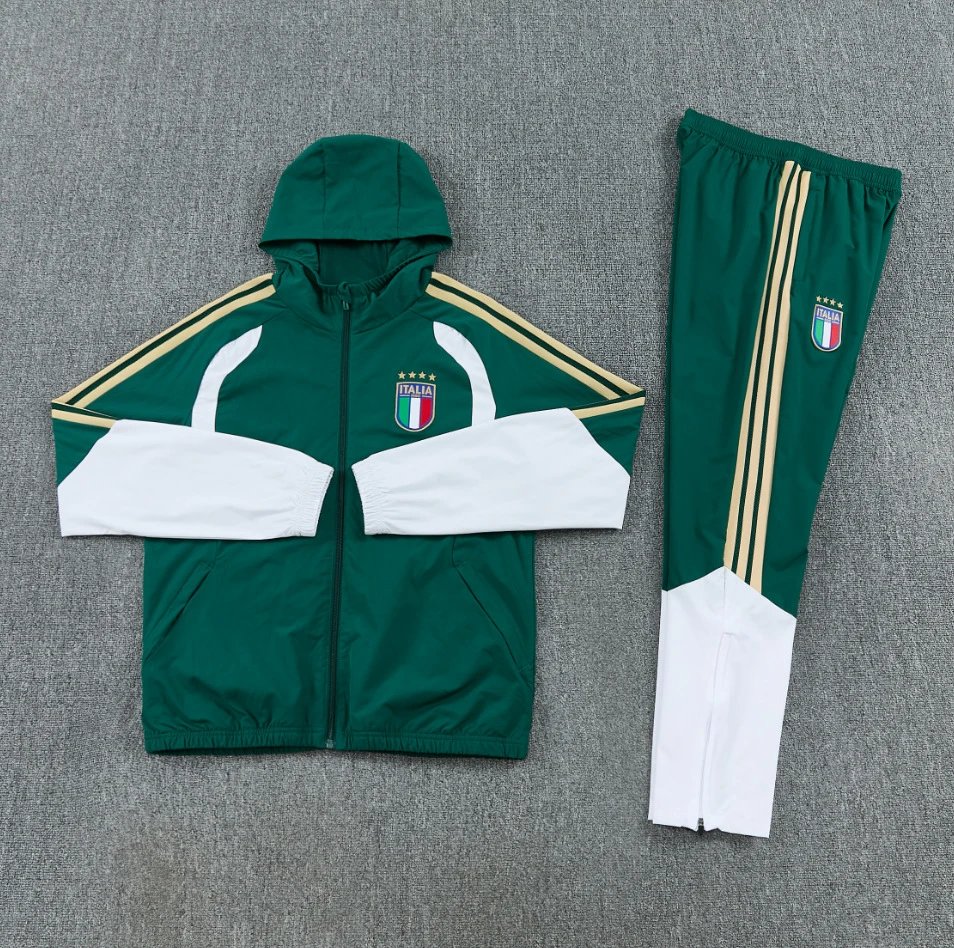 25 Italian green hooded windbreaker cover