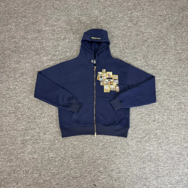 Drew House Gallery Hoodie Navy Blue Zip-Up Hoodie - 1