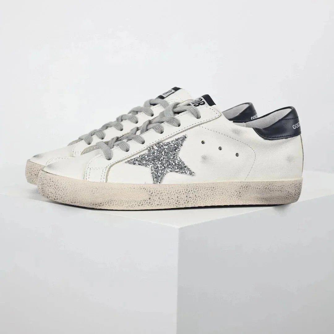 银亮片星黑尾小脏鞋