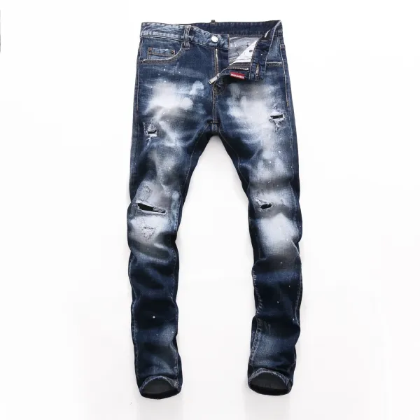 Dsquared2 Distressed Gray Paint-Splatter Slim Fit Jeans - 29