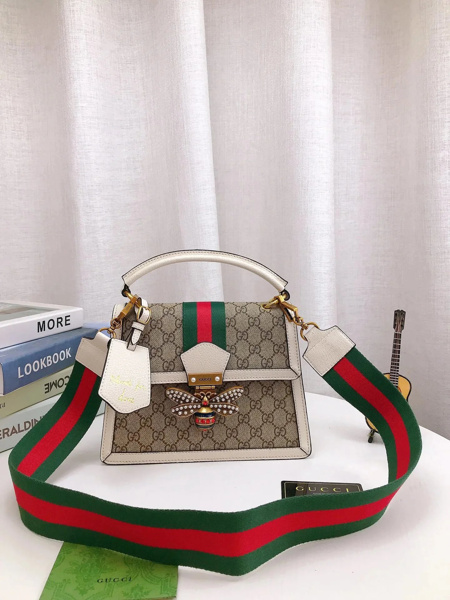 Gucci GG Marmont Mini Hobo Bag Beige with Web Stripe Shoulder Bag - 27