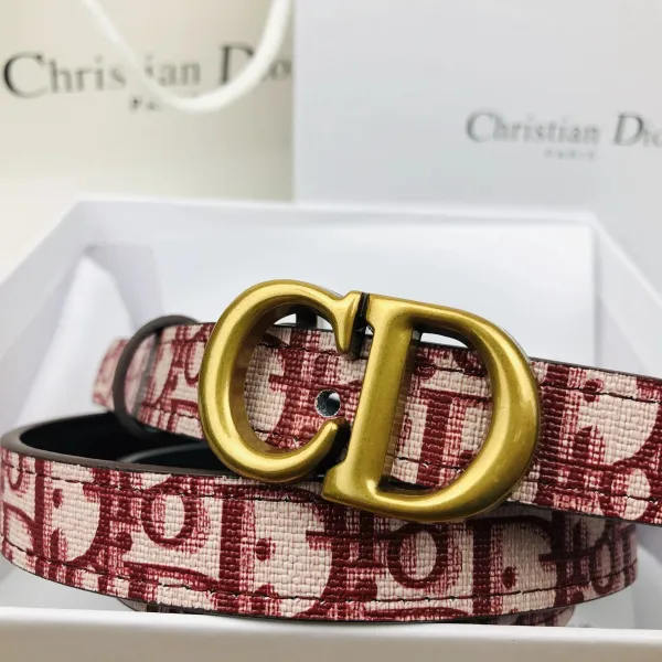 Dior CD Oblique Print Belt Black and White with Gold-Tone Buckle - 11