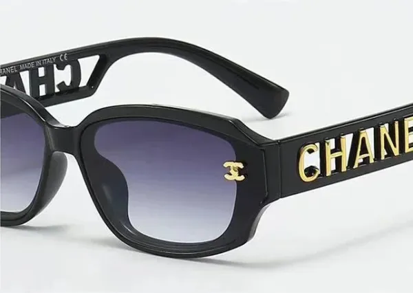 Chanel Square Frame Sunglasses Black with Gold CC Logo - 7